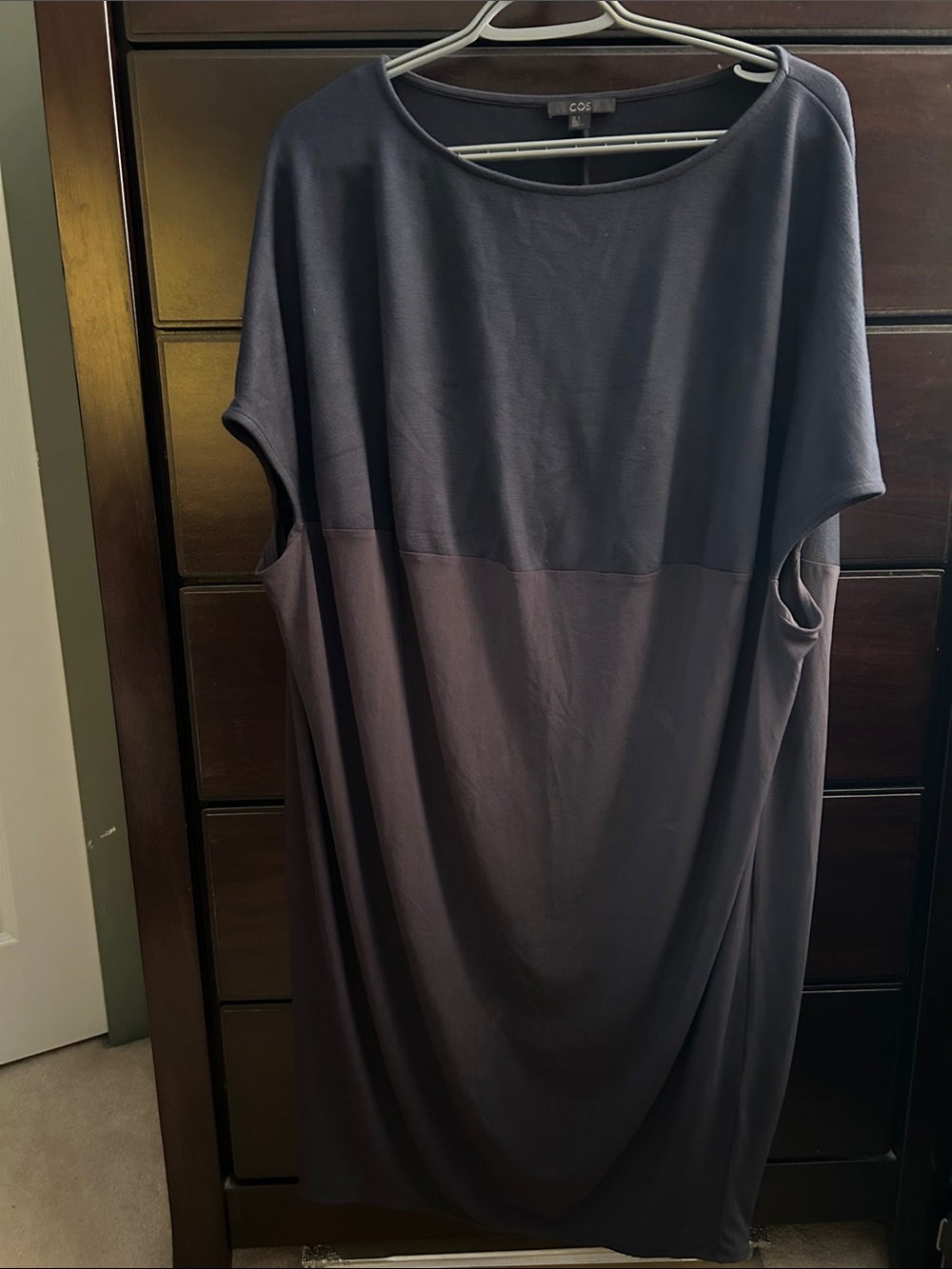 COS Navy and Charcoal Two-Tone Shift Dress